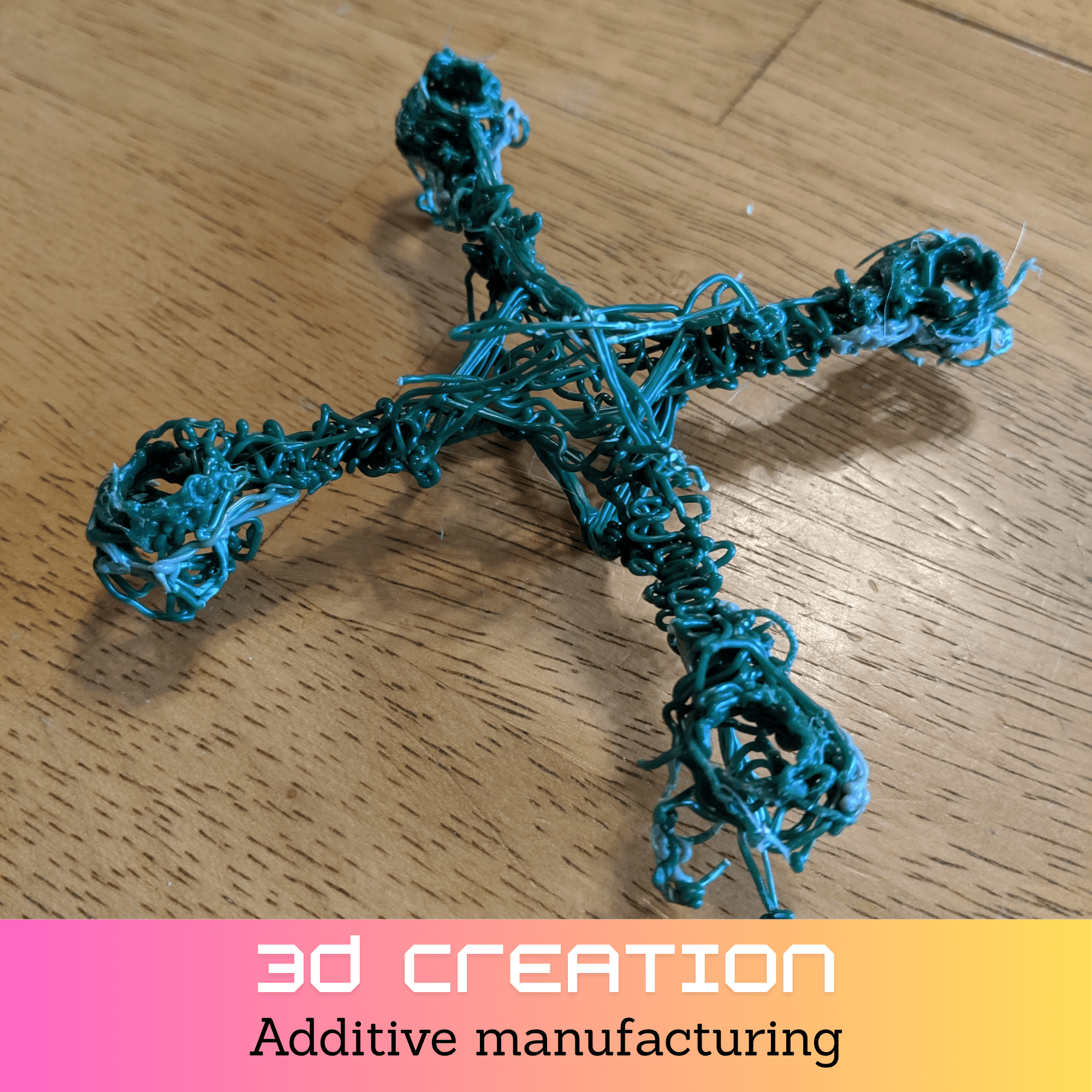 Driedimensionaal object gemaakt met een 3D-pen, workshop additive manufacturing