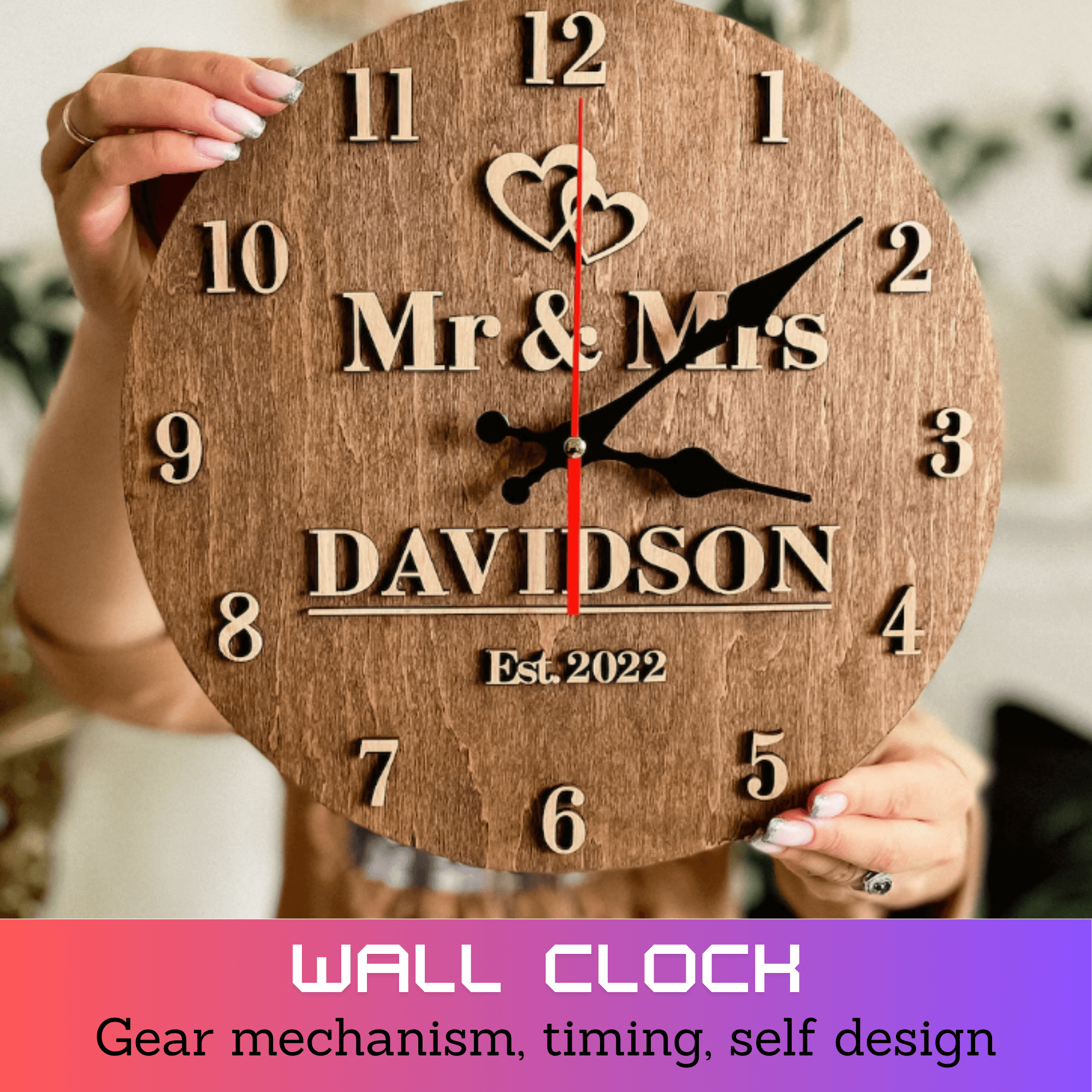 Gepersonaliseerde houten wandklok, workshop over tandwielmechanismen en tijdmeting